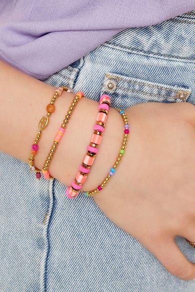 Buntes Armband mit großen Perlen Rosè &amp; Goldfarbe polymer clay h5 Bild2